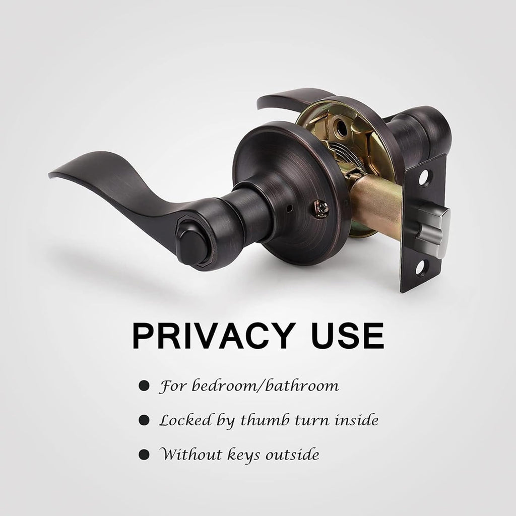 5 Pack Privacy Door Lever Lever Door Handle Thumb Turn Lock Inside with a Oil Rubbed Bronze Finish, Reversible for