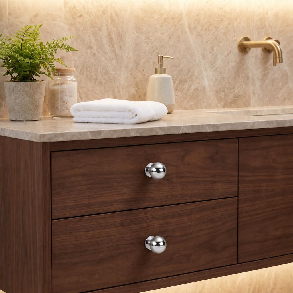 6 Pack 1 Inch Vintage Ball Polished Chrome Cabinet Knobs Kitchen Cabinet Hardware Drawer Knobs Pulls for Drawers.