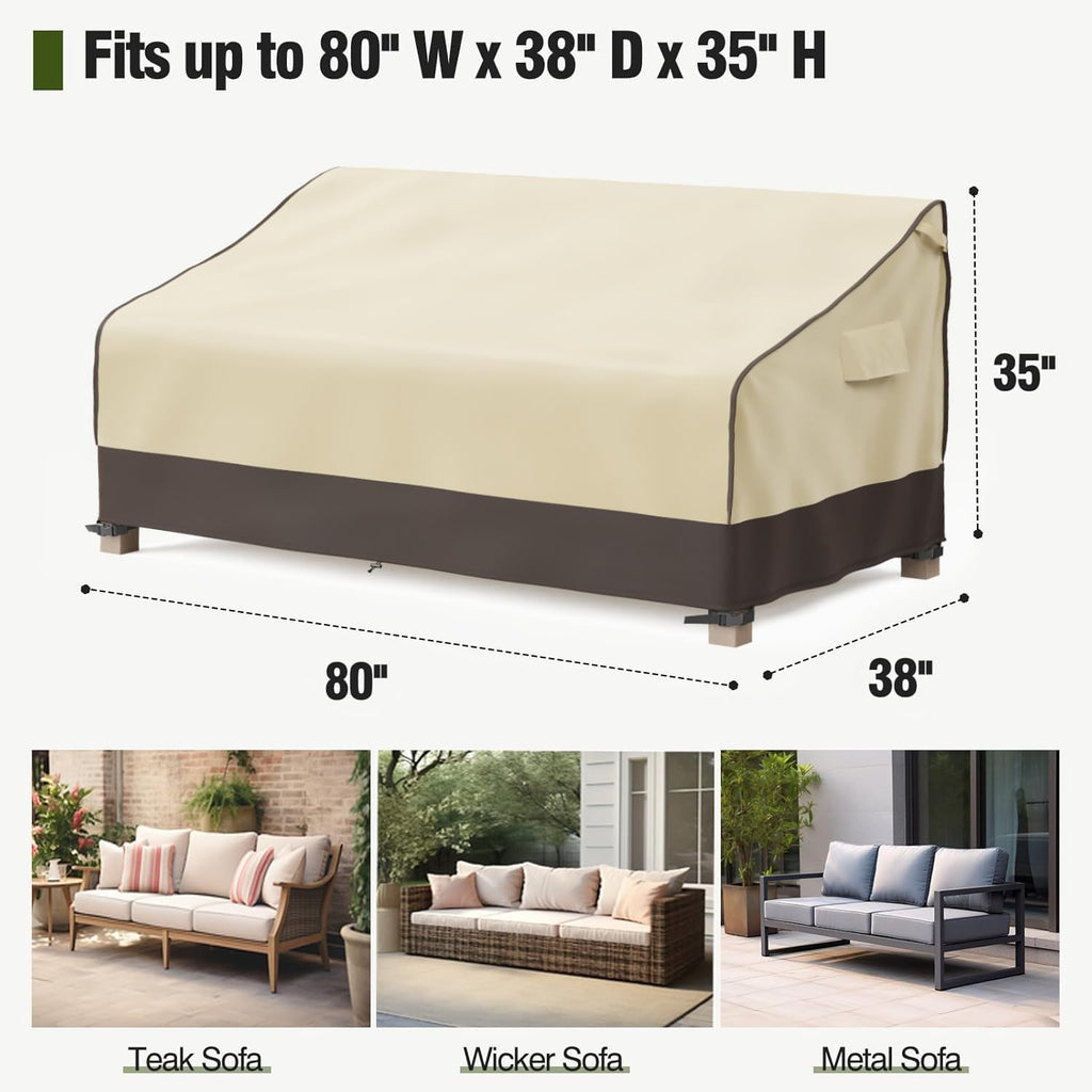 3-Seater Outdoor Couch Cover Waterproof, 80 Inch Patio Furniture Covers Waterproof with All Weather Protection, Heavy