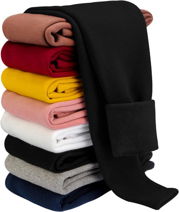 Girls Fleece Lined Leggings Winter Warm Basic Pants for Toddler Kids