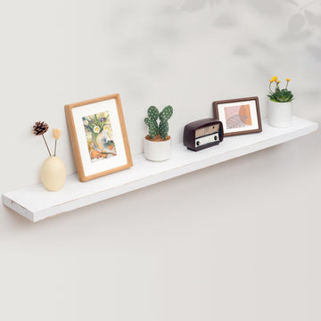 Floating Shelves for Wall, 56in Reclaimed Elm Wood Shelves, White