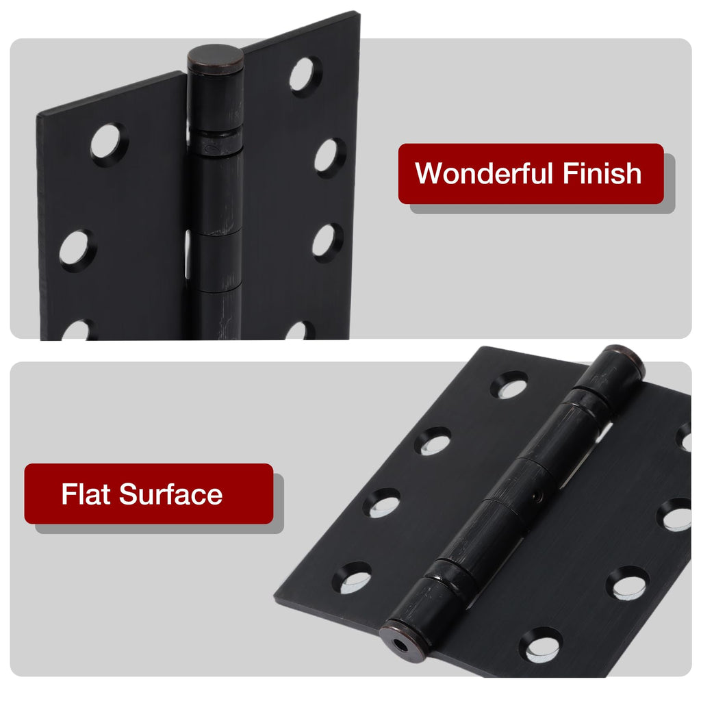 Heavy Duty Door Hinges Oil Rubbed Bronze 4.5 Inch Square 2 Pack