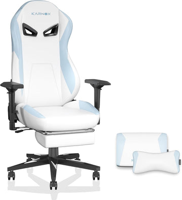 Ergonomic Gaming Chair PU Leather with Footrest for Adults for Girls,White