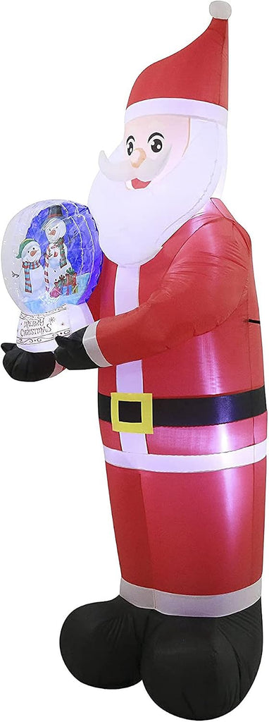 8 Foot Inflatable Polyester Pre Lit Santa Holding Swirling Lights Snow Globe Christmas Yard Decoration with Multicolor