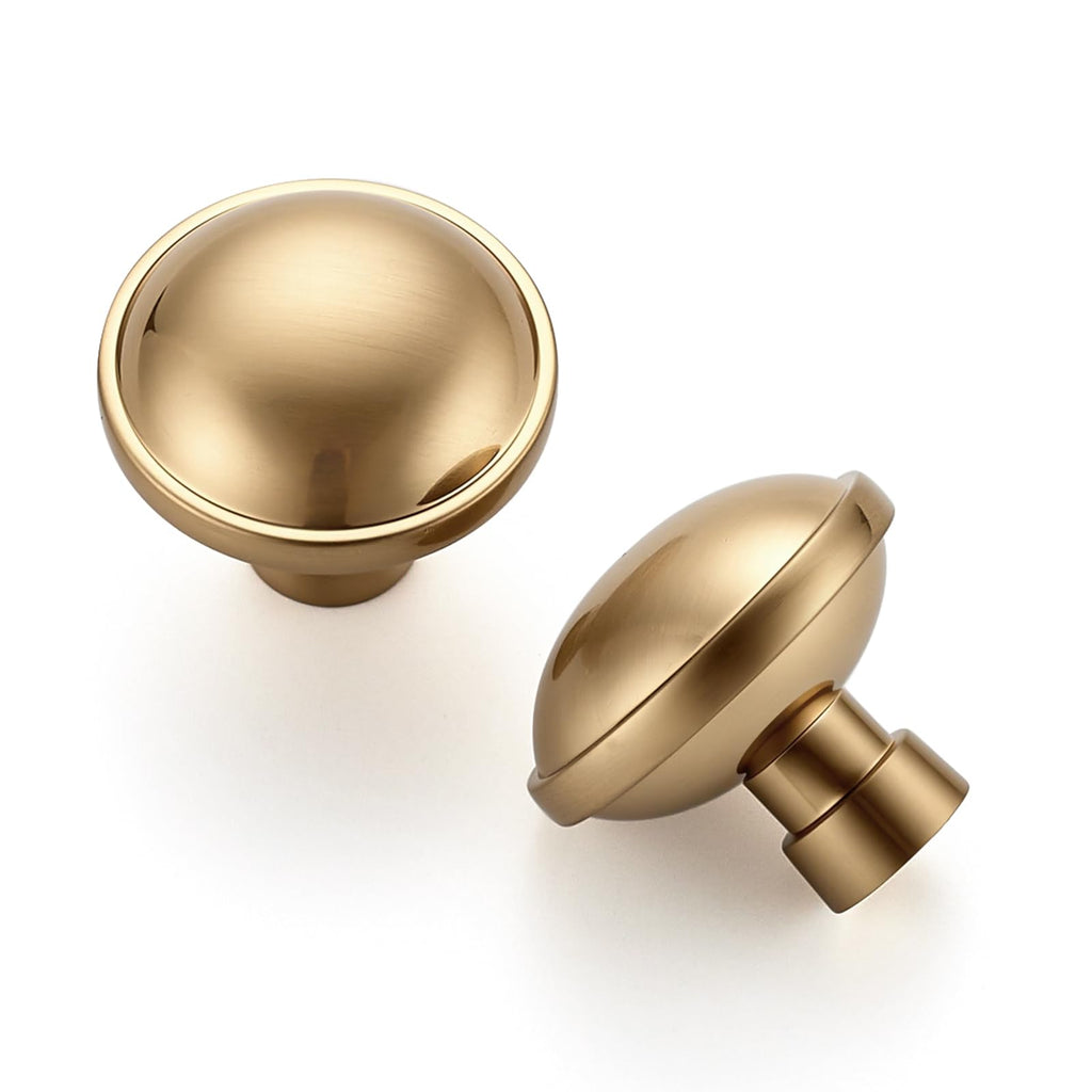 Polished Champagne Bronze Cabinet Handles 1-1/4 Inch 10 Pack