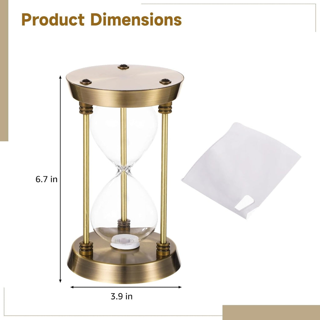 Empty Hourglass, Vintage Bronze Fillable Sand Timer with Hourglass Paper, Decorative Hourglass Timer with Alloy Frame