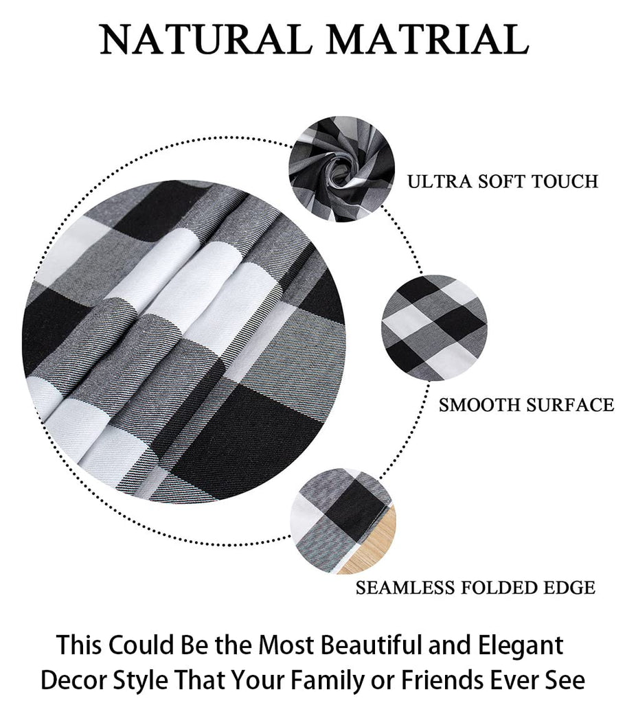 Checked Square Tablecloth 54x54-Inch Black and White Buffalo Plaid Tablecloth Washable Cotton Table Cover Gingham