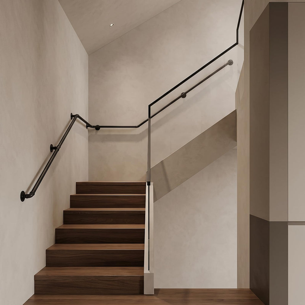Staircase Handrails, Wall Hand Railing, Black Silver, 7.5FT