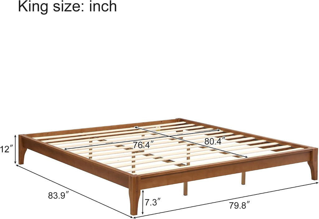 Bamboo Japanese Joinery Bed Frame, Tools Free, Brown