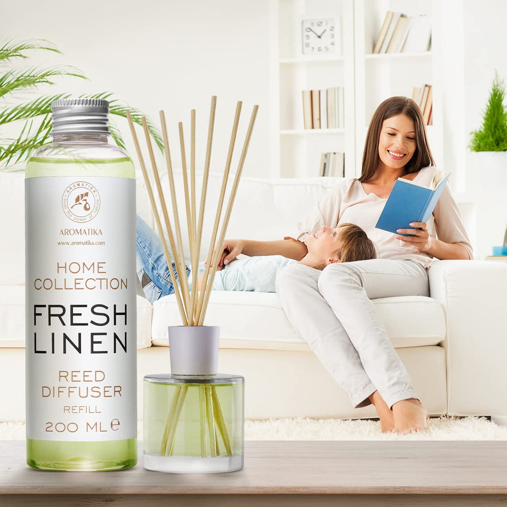 Reed Diffuser Refill Fresh Linen 6.8 Fl Oz (200ml) - Room Diffuser Refill - Home Fragrance - Scented Diffuser - Fresh