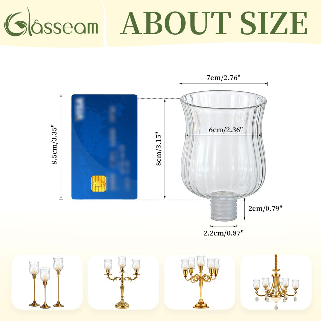 Glass Votive Cups with Peg: 5 Pcs Ribbed Cup for Candlestick Decor
