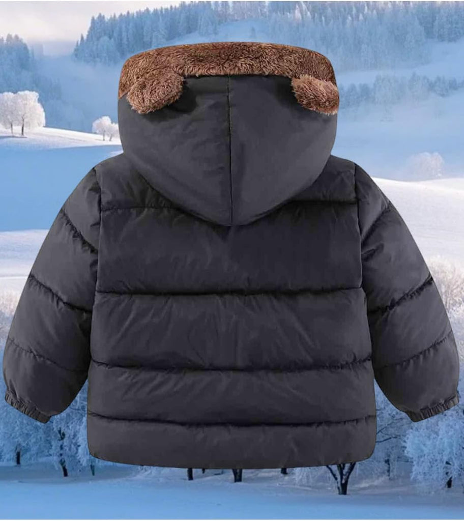 Toddler Winter Puffer Coats Hooded Bear Ears Fleece Jackets 1