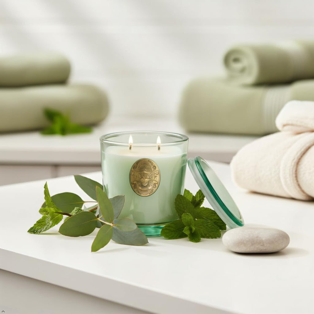 Two-Wick Eucalyptus Mint Candle for Relaxation | 120-Hour Burn Aromatherapy Soy Candle | Calming Stress Relief & Home