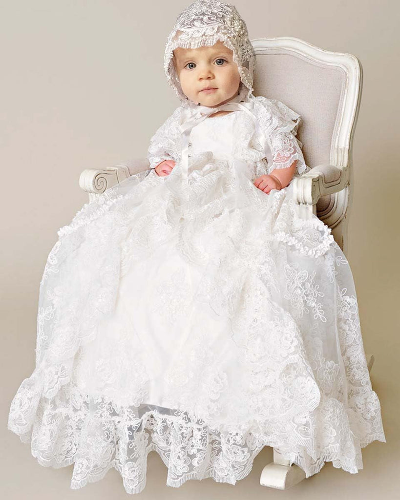 Same White lace Christening Gown dress for baby girl