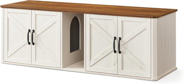 Double Cat Litter Box Enclosure, Furniture Hidden for 2 Cats