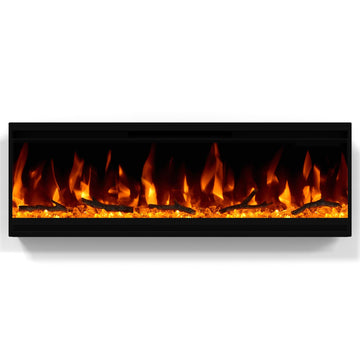 30 inch Electric Fireplace, 4.3" Ultra-Thin Electric Fireplace Inserts, Ultra-Narrow Frame, Wall Mounted and Recessed