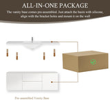 60 Inch Floating Bathroom Vanity with Sink, Large Storage Wall Mounted Floating Vanity with Soft Close Drawers