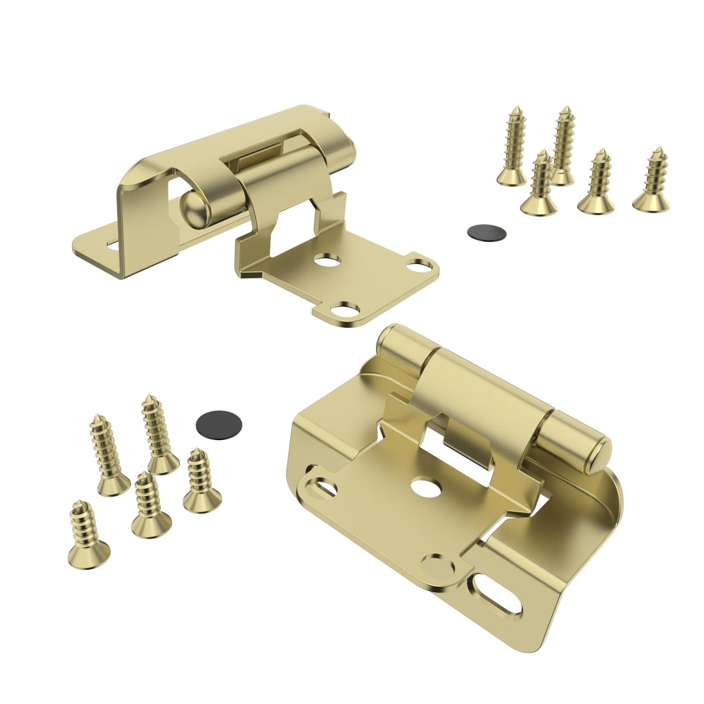 20 Pack | 1/2 inch Overlay Semi Partial Wrap Around Cabinet Hinges, Self Closing Face Frame Variable Decorative