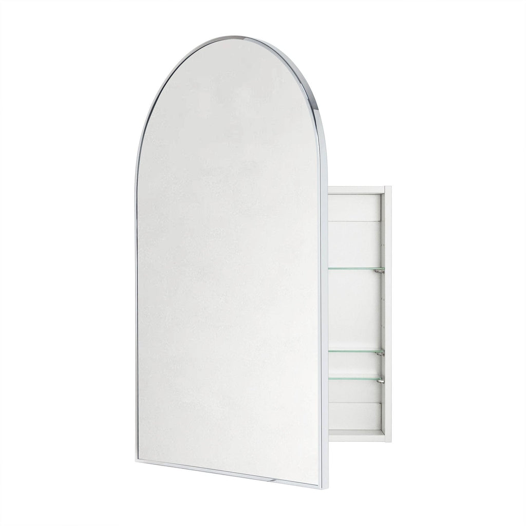24 x 36'' Chrome Arch Bathroom Medicine Cabinet with Mirror Recessed and Surface Mounted Chrome Medicine Cabinet
