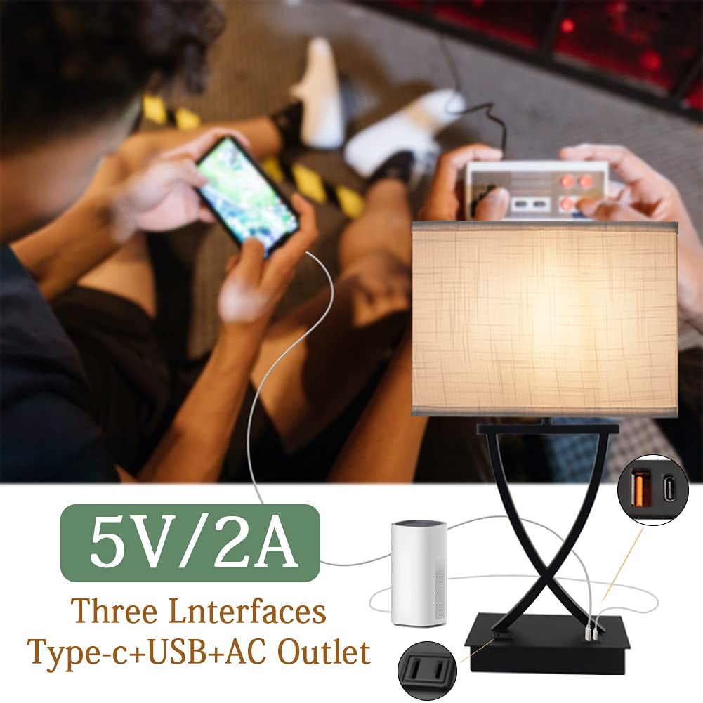 Touch Table Lamp, 3-Way Dim, USB-C/AC