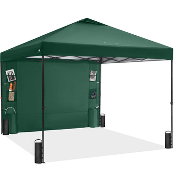 Pop Up Canopy Tent Outdoor Sidewall One Push (Green, 12X12)