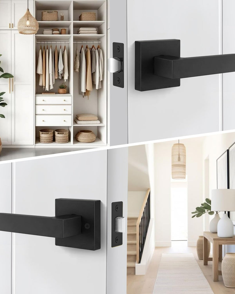 Matte Black Passage Door Handles Interior, Closets - 4 Pack