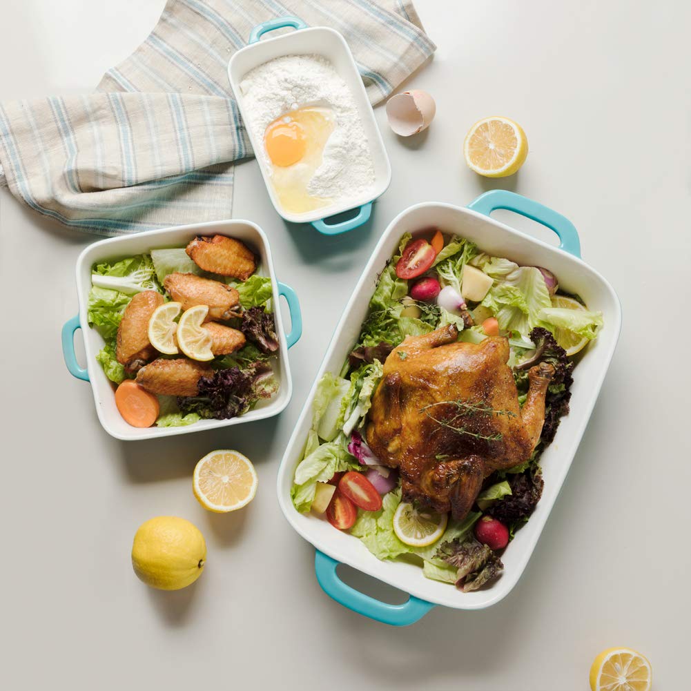 Ceramic Bakeware Set, Rectangular Baking Dish for Cooking, Kitchen, Cake Dinner, Banquet and Daily Use, Casserole