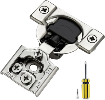 50 Pack 25 Pair 1/2 inch Overlay Soft Close Kitchen Cabinet Hinges Stainless Steel Adjustable Kitchen Hinges Satin