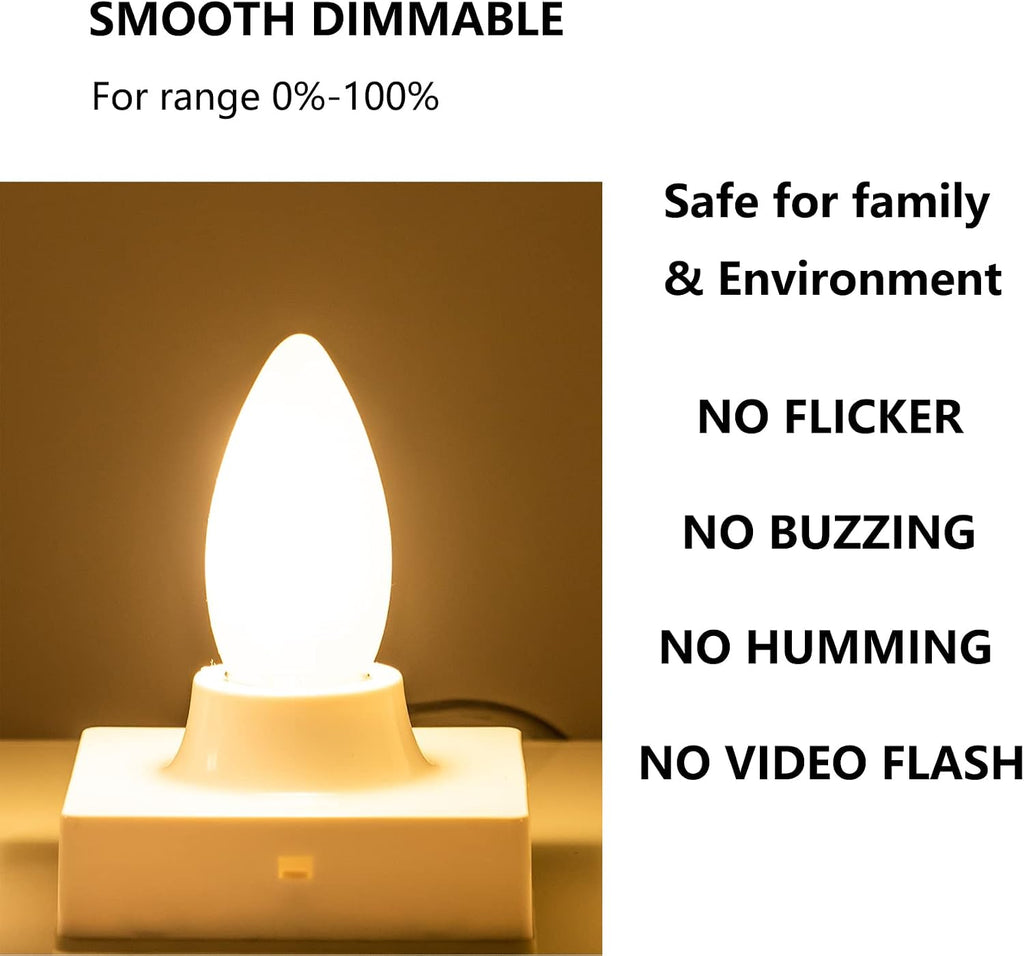 E26 Candelabra Bulb 40W Equivalent Dimmable Chandelier Light Bulbs