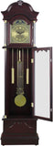 Grandfather Floor Clock, Cherry Finish, Pendulum with Gold Accents, Moon Phase Dial, 72 Inch Tall