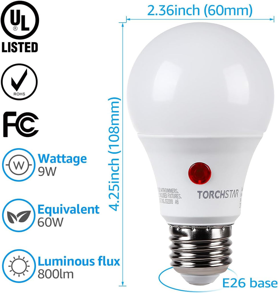 Dusk to Dawn LED Light Bulb Outdoor, A19, 2700K