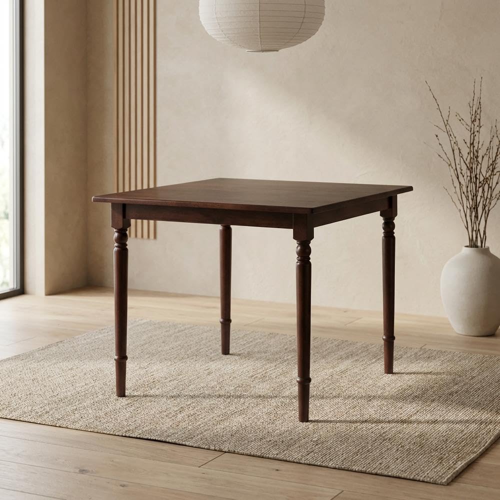 Walnut Small Square Dining Table - Solid Wood Kitchen Table for Compact Spaces - Elegant Square Table s, Kitchens, or
