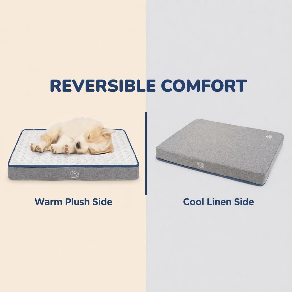 Reversible Dog Bed Mat, Washable Pet Bed for Large Medium Small Dogs, Kennel Pad with Removable Cover, Bed Mattress