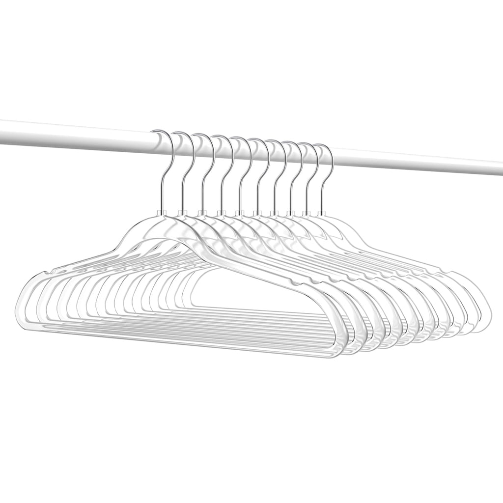 Premium Crystal Clear Acrylic Hangers, 50 Pack Ultra Slim Space Saving Suit Hangers for Coats, Pants, Dress Clothes