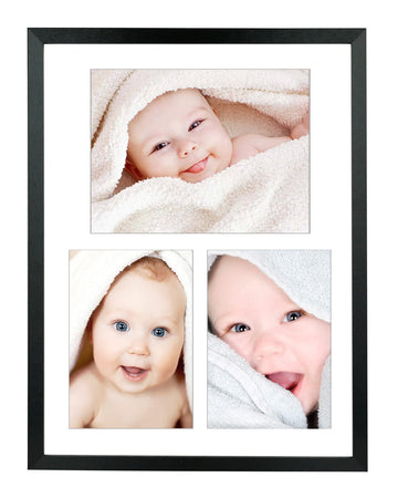 5x7 Collage Frame for 3 Openings Fit Picture Two 5x7 and One 6x8 Photos with Mat or 12x16 Inch without Mat, Collage