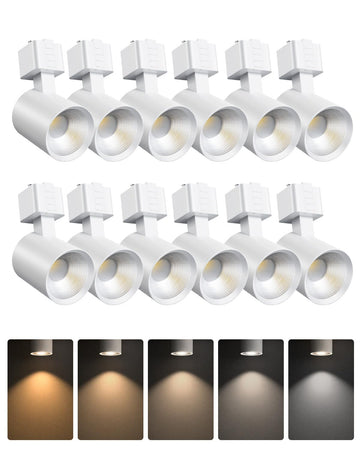 12 Pack LED Track Lighting Heads, Dimmable H Type LED Track Lights with 5 Selectable Color Temperatures
