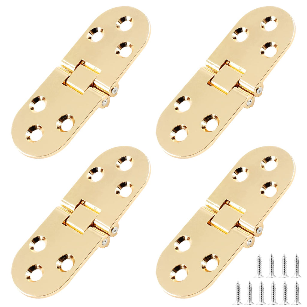 4Pcs Heavy Duty Folding Table Hinges, Gold, (3.1 x 1.18inch)