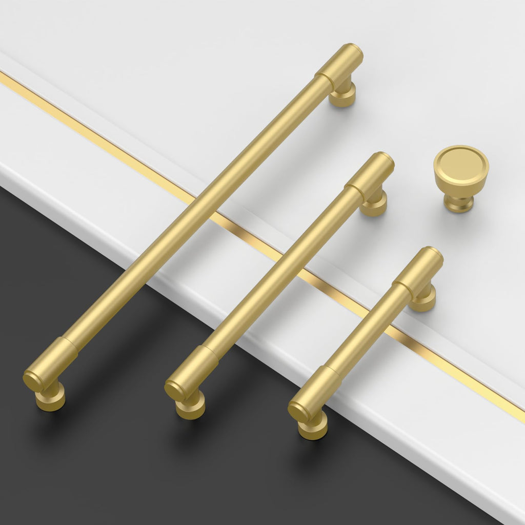 Brushed Gold Kitchen Cabinet Pulls,6.3 Inch,10 Pack