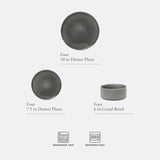 Solana Coast 12 Piece Stoneware Reactive Glaze (Service for 4) Ceramic Plates and Bowls Modern Shape Embossed