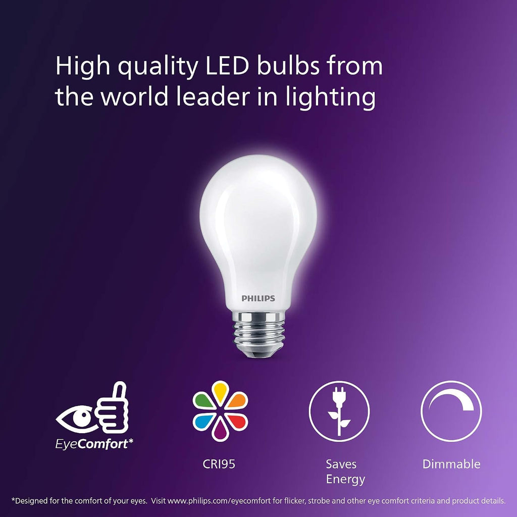 60W A19 4-Pack Ultra Definition Soft White LED Light Bulbs (2700K) 800 Lumen (8W = 60W) Dimmable Clear Flicker-Free