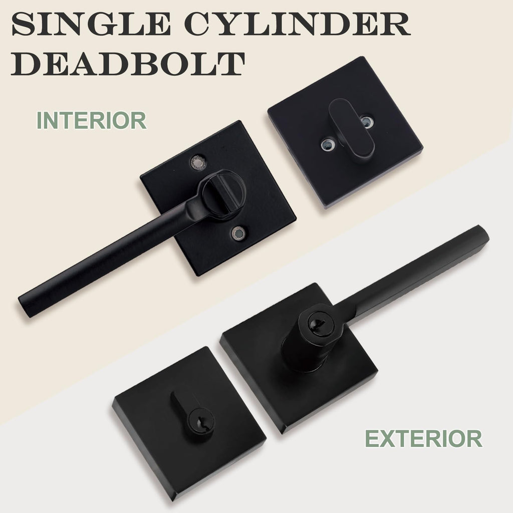 Keyed Alike Entry Door Lever with Single Cylinder Deadbolt, 3 Sets