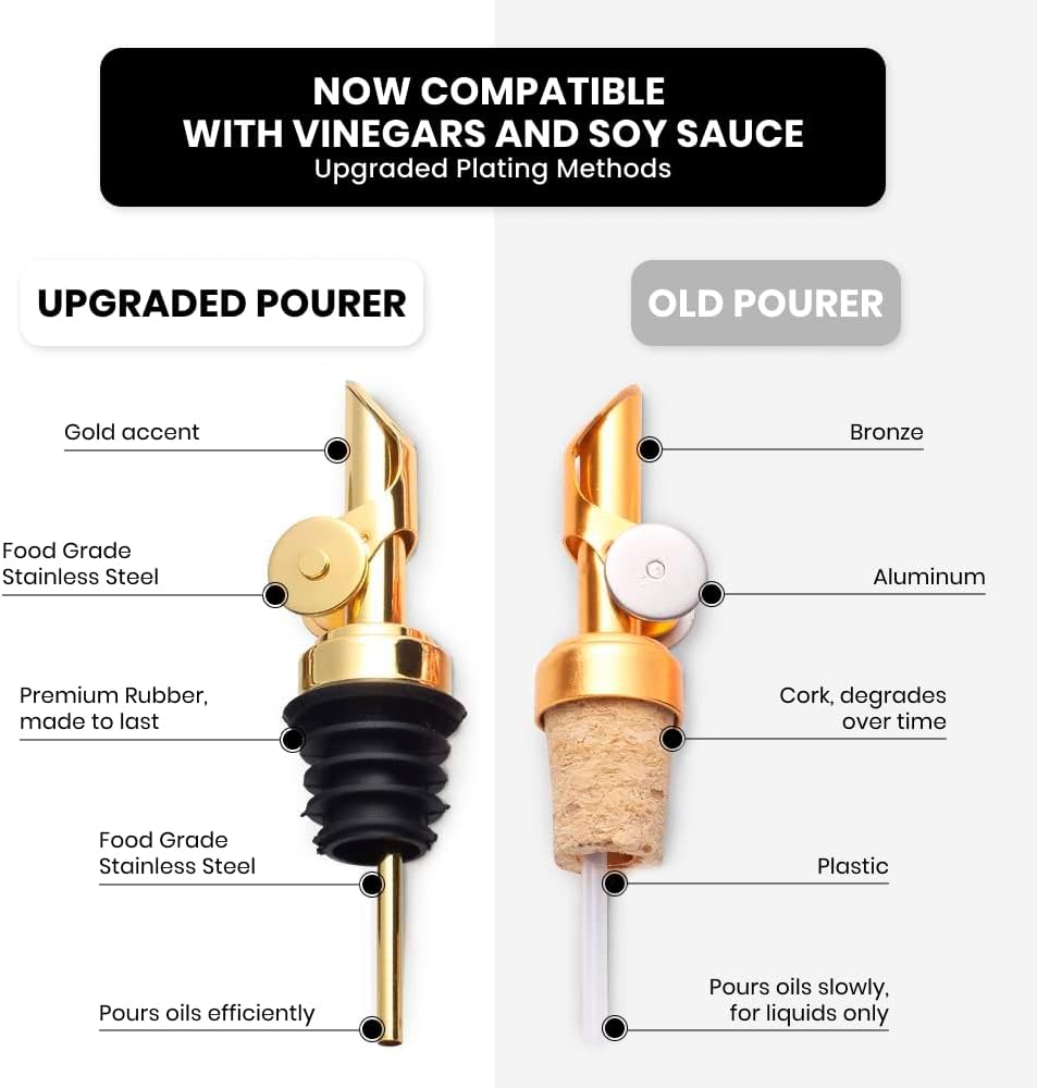 Premium Olive Oil Dispenser Bottles with Pourer - Oil and Vinegar Dispenser Set, Glass Dispenser, Dispenser Bottle - Set of 2