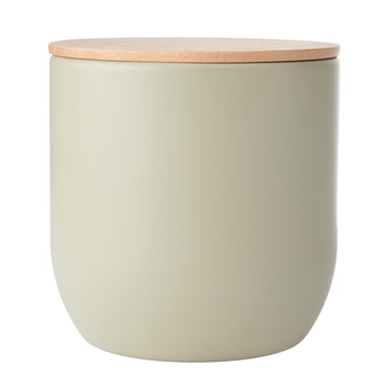 Idilica Kitchen Canister with Airtight Lid, Round Storage Canister with Wooden Lid and Matte Finish for Tea, Coffee