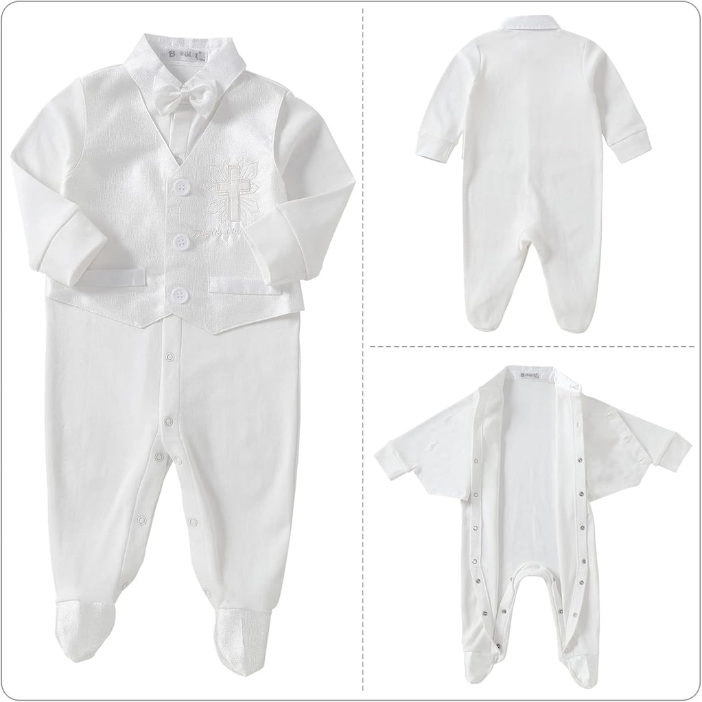 Boy Baptism Outfits White Romper Fall Clothes Christening Gifts