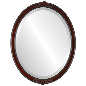 Oval Beveled Wall Mirror Decor - Athena Style - Vintage Cherry - 21" x 17" Outside Dimensions