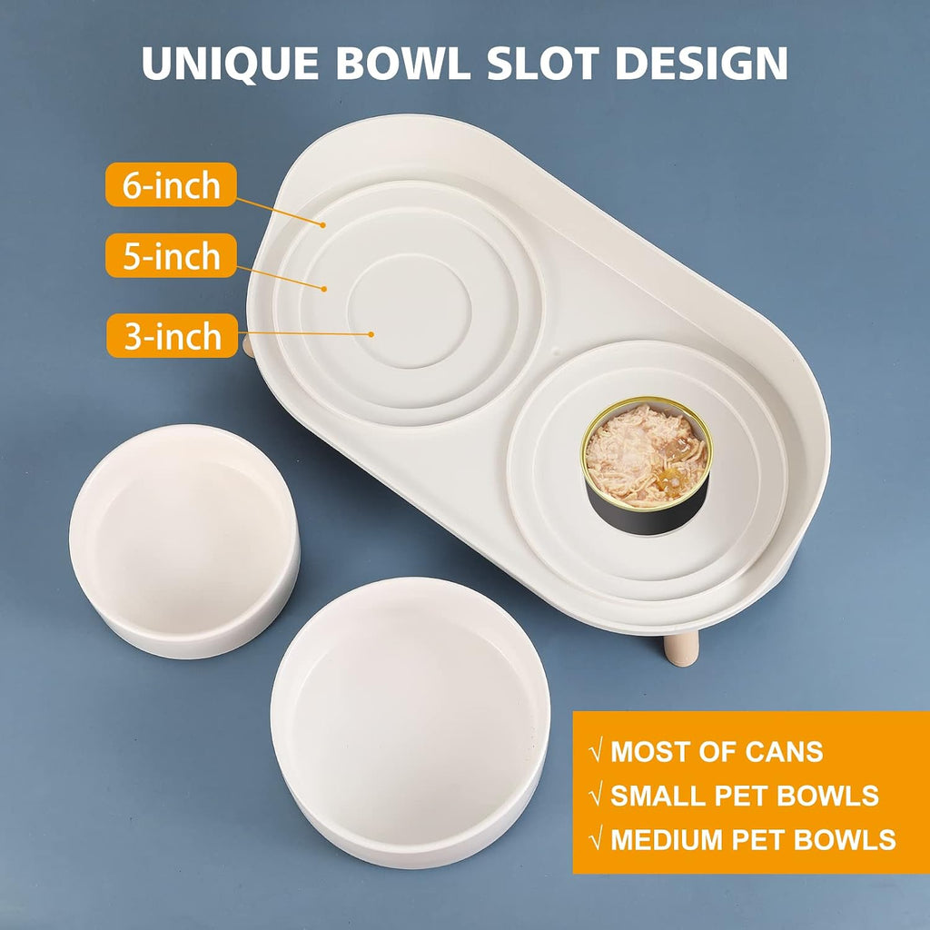 Elevated Ceramic Dog Bowl Set - Double Dog Feeding Bowls with Stand Splash Proof - Raised Dishes for Food and Water