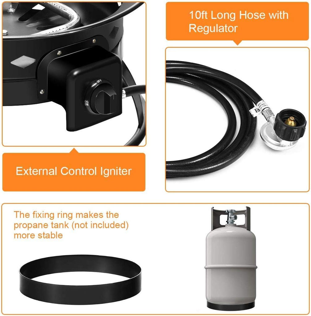 Portable Propane Fire Pit, 19" Outdoor Firepit