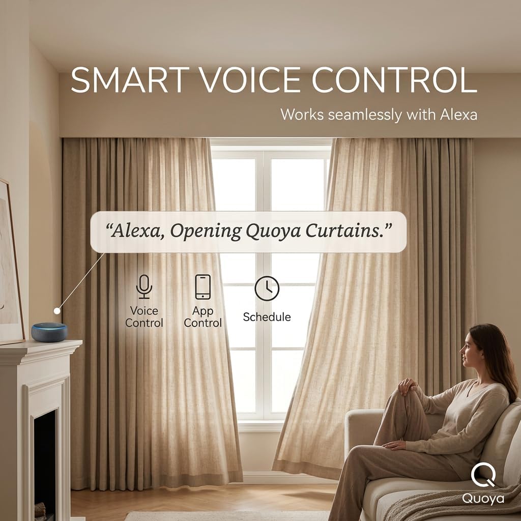 Smart Electric Curtain Track AT5810【Up to 5m (196in) - Motorised and Adjustable 】, with Automated Rail Motor with App