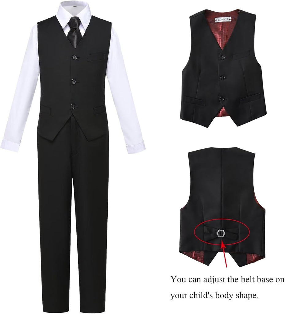 Boys' 5 Piece Formal Suit Kids Dress Tuxedo Vest Pants Suits for Boy 2