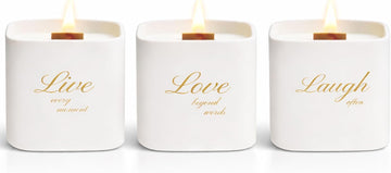 Set of 3 Premium Scented Soy Candles Gift Set | One Life Collection - Orange Blossom, White Tea & White Bloom |